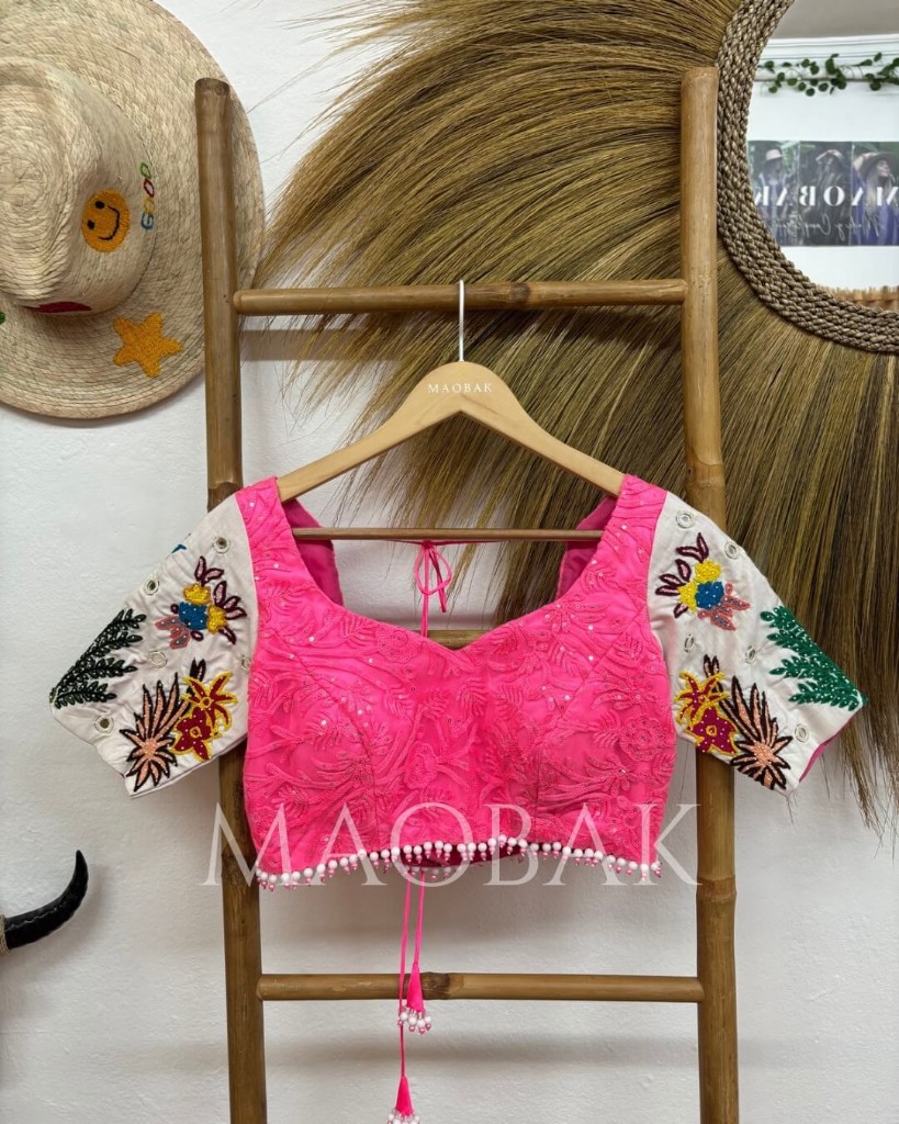 Top Choli Majal Pedrería Rosa PREMIUM